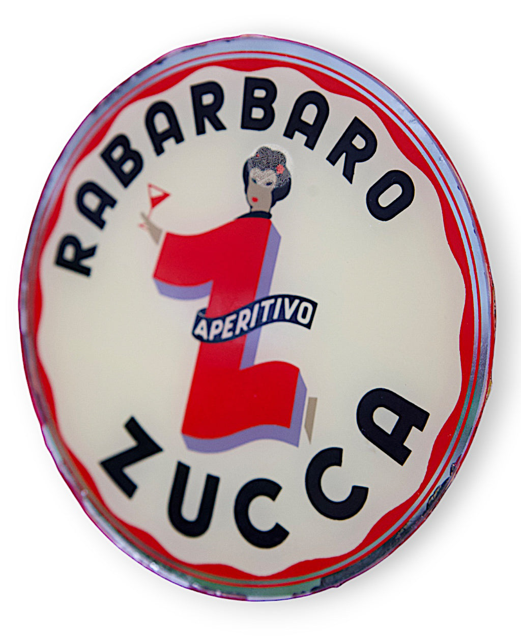 Vetrofania pubblicitaria Rabarbaro Zucca  anni '50 - '60