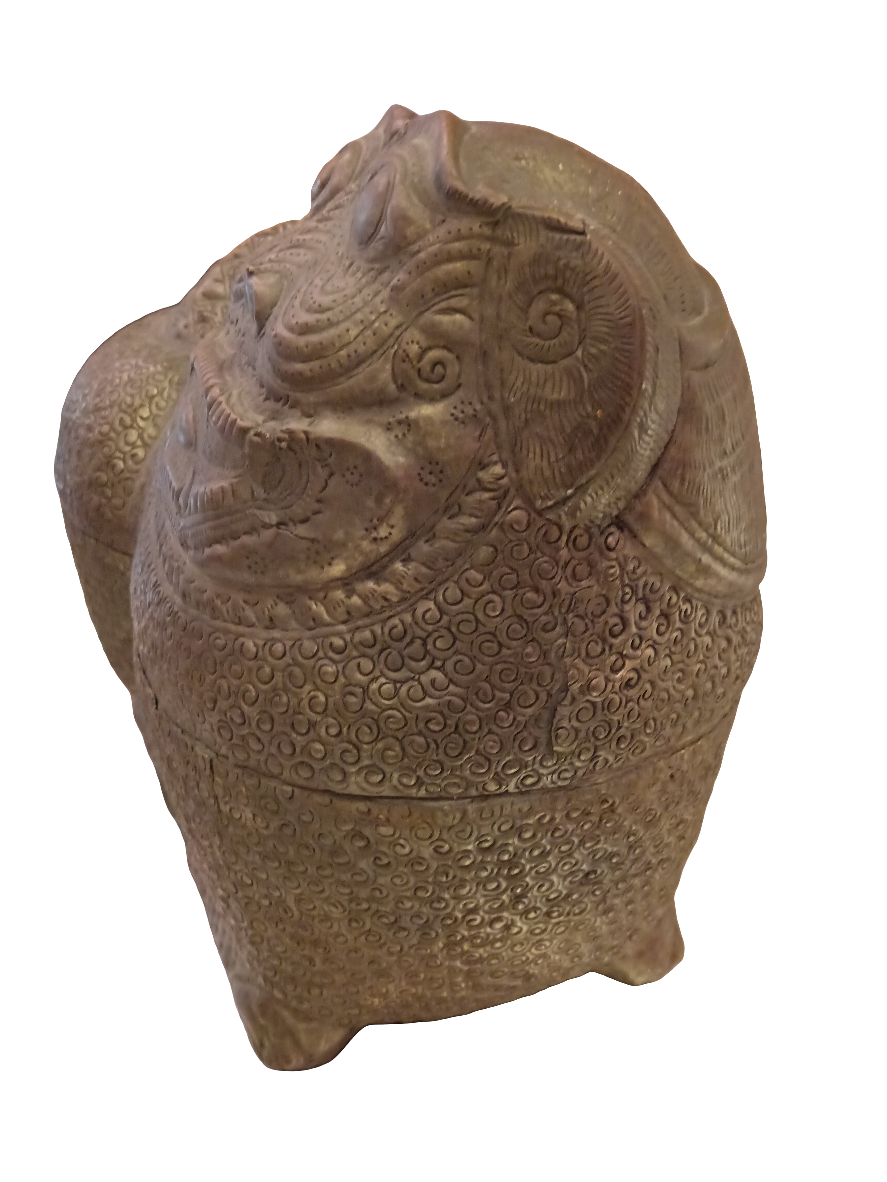 Noleggio Figura di cane di Pho in ottone sbalzato Tibet del XIX secolo